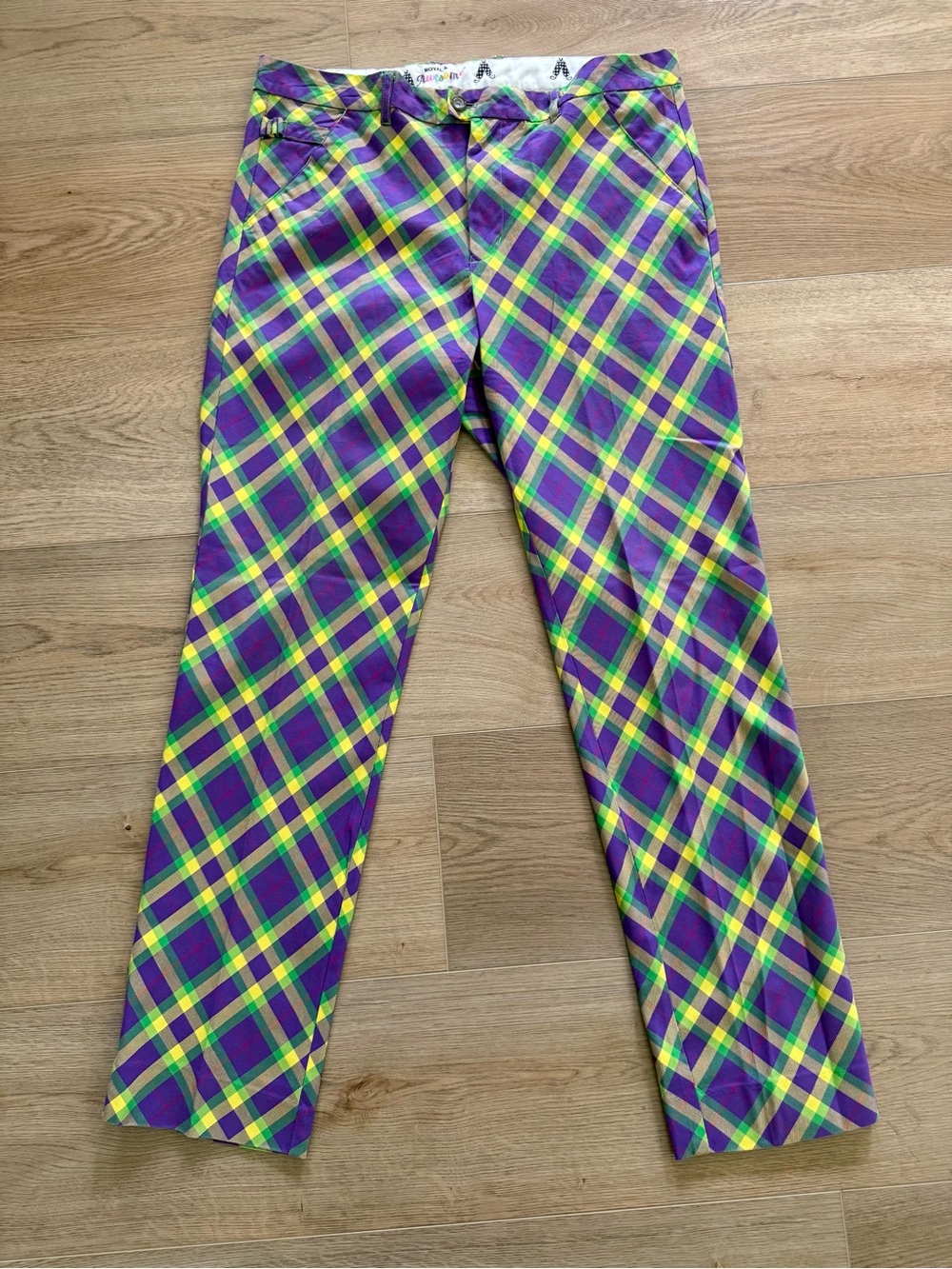 Royal & Awesome Mardi Gras Plaid Golf Pants 36x32